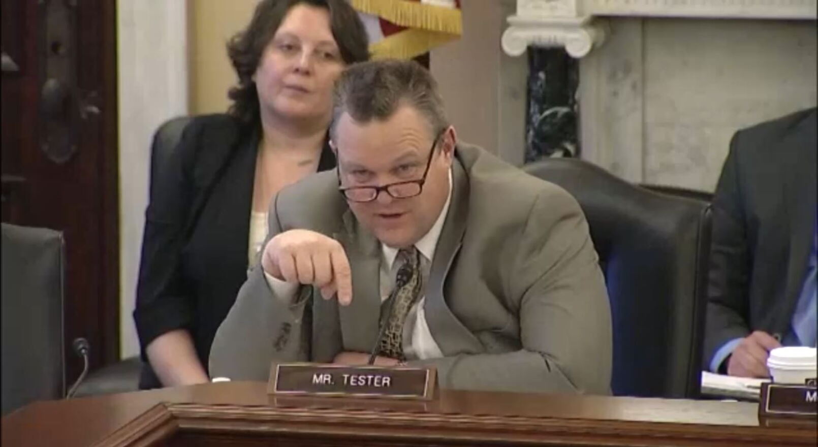 Sen. Jon Tester  (D) - Montana, during a Senate Veterans Affairs hearing Wed, April 10, 2019.
